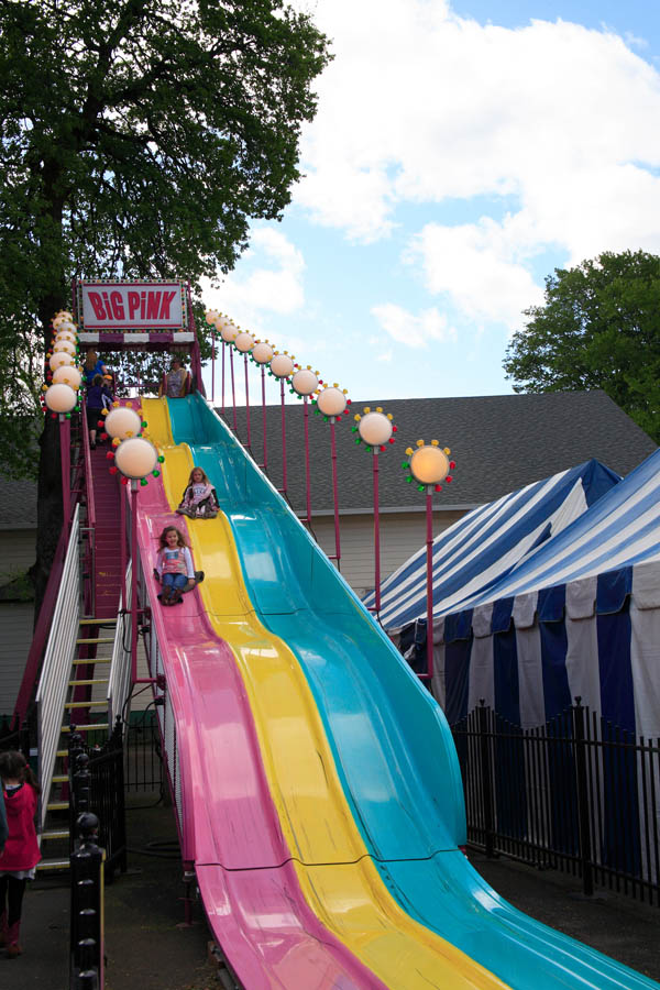 slide with ride on car